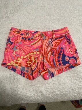 Lilly Pulitzer Vibrant Pink, Orange & Purple Printed Bermuda Shorts